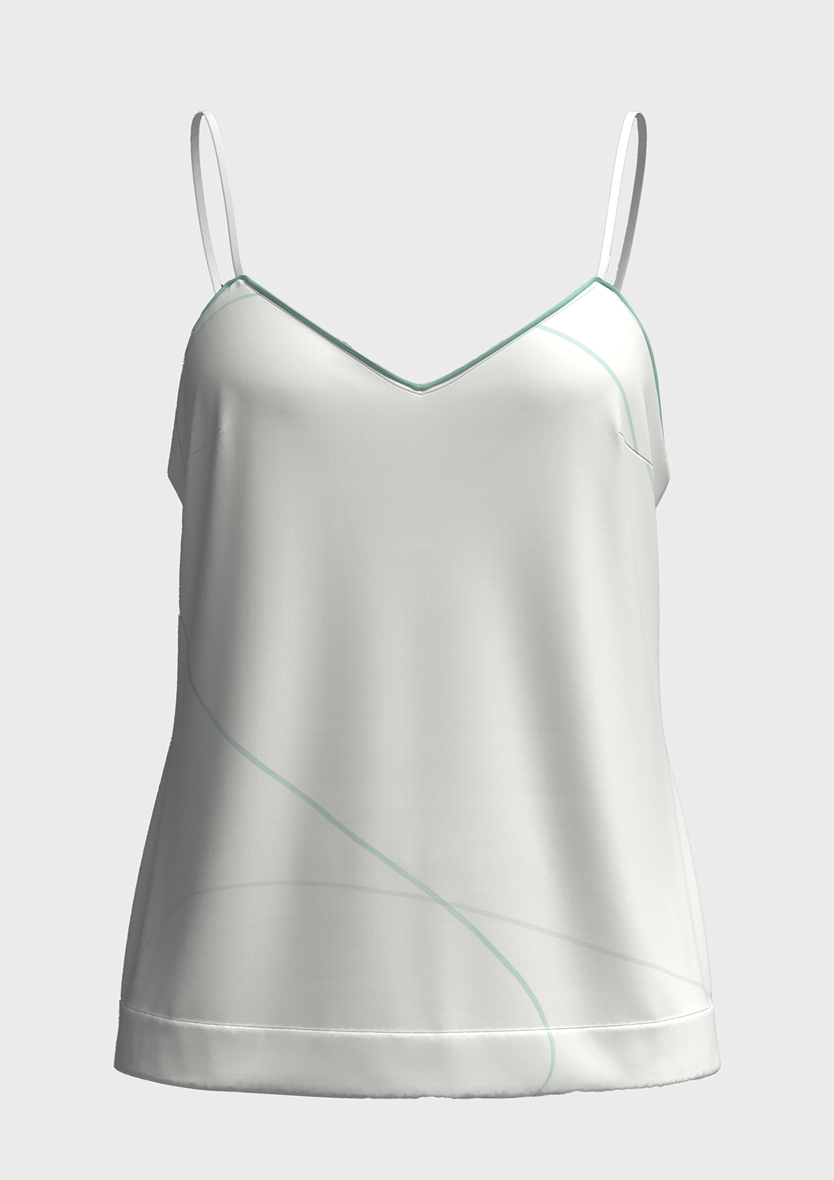 Top con scollo a V stampa "Risveglio" con piping a contrasto