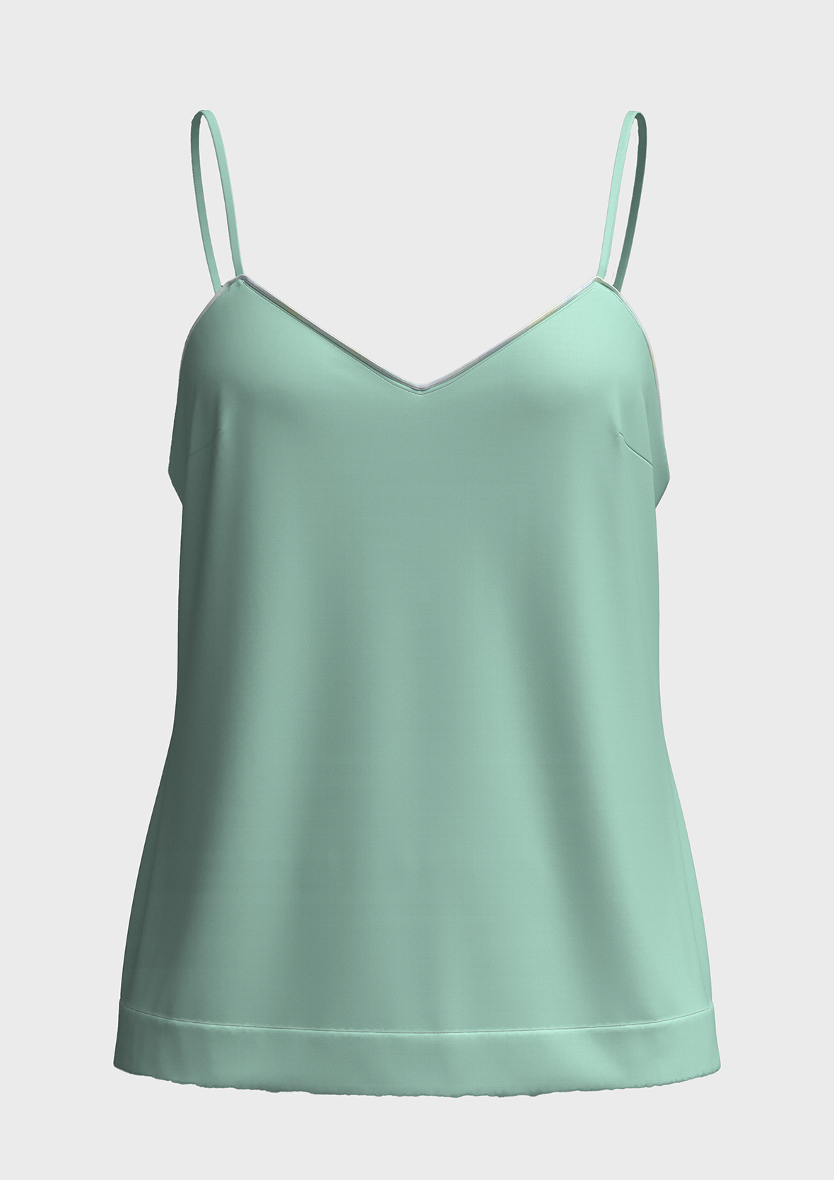 Top con scollo a V verde acqua con piping a contrasto