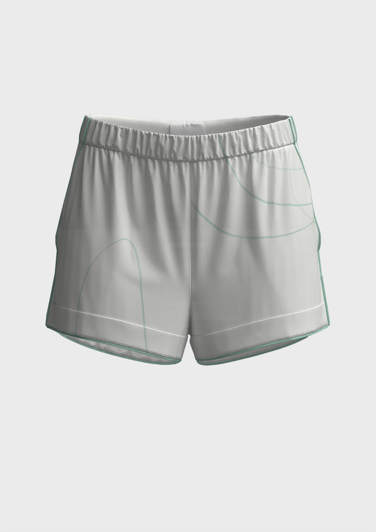 Shorts stampa "Risveglio" con elastico e piping a contrasto