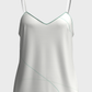 Top con scollo a V  stampa "Risveglio" con piping a contrasto