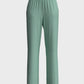 Pantalone a palazzo verde acqua con elastico e piping a contrasto