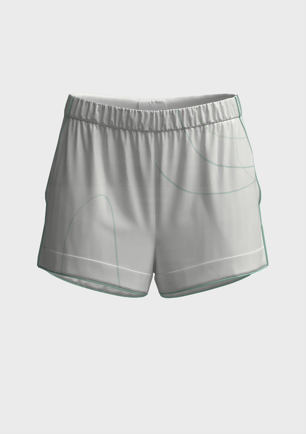 Shorts stampa "Risveglio"  con elastico e piping a contrasto