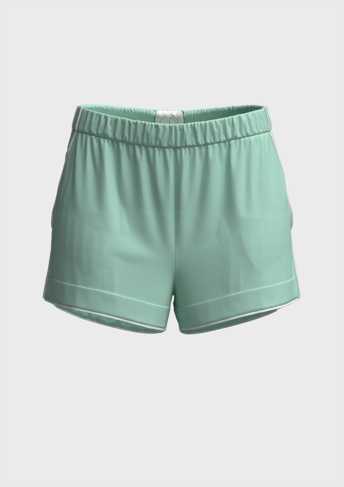 Shorts verde acqua con elastico e piping a contrasto