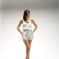 Shorts stampa "Foschia"  con elastico e piping a contrasto