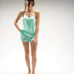 Top con scollo a V verde acqua con piping a contrasto