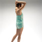 Top con scollo a V verde acqua con piping a contrasto
